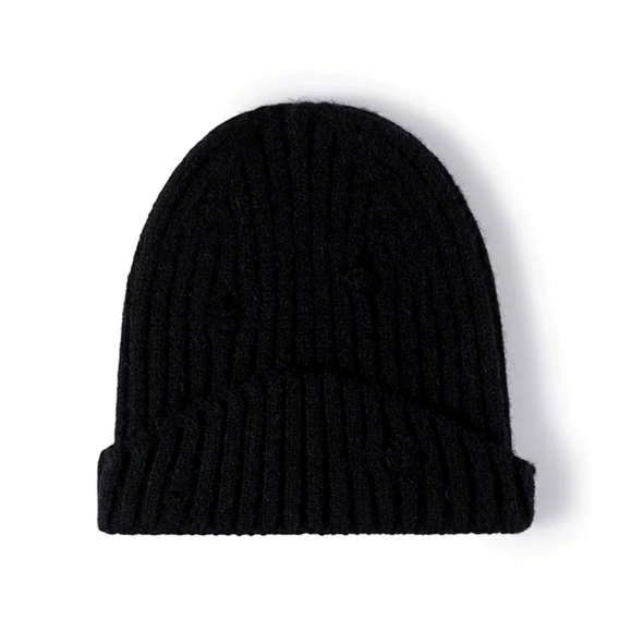 Distressed Rib Knit Beanie - Picture 1 of 3